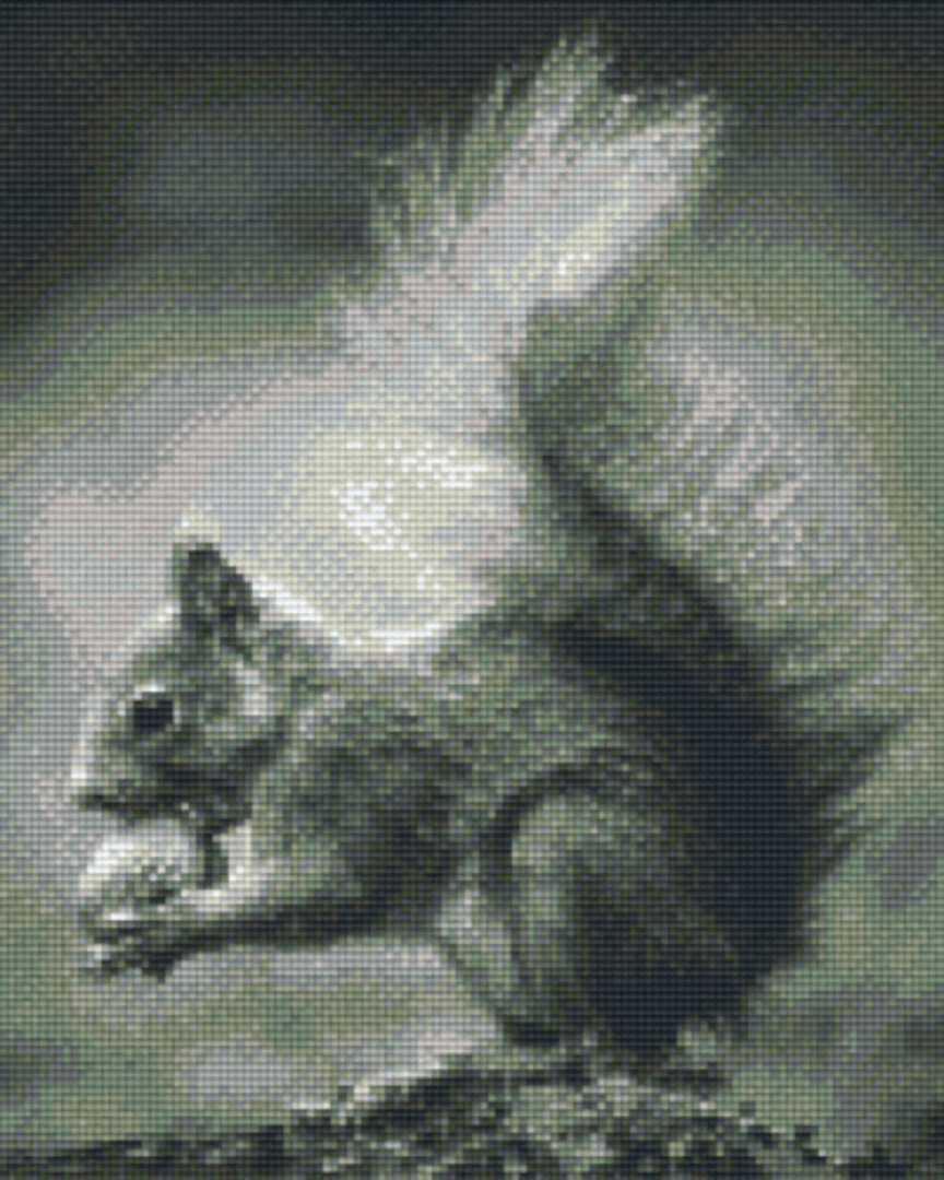 Squirrel With Nut In Black And White Nine [9] Baseplate Pixelhobby Mini Mosaic Art Kit image 0
